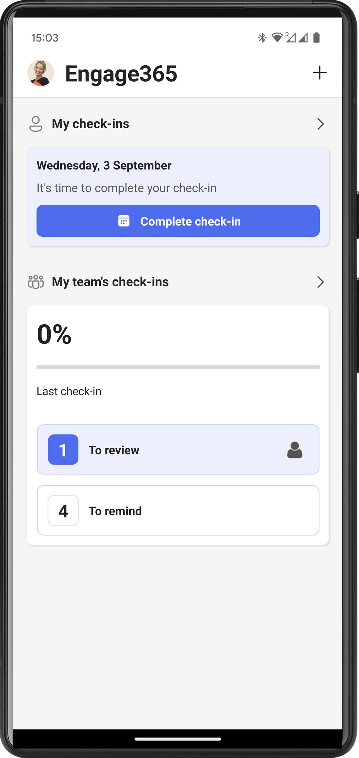 Ansicht der Manager, die ihre eigenen Check-ins haben